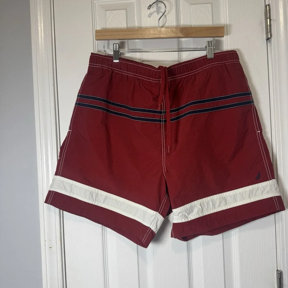 Vintage Nautica Swim Trunks Mens Large L Red